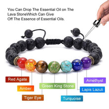 Load image into Gallery viewer, Dark-Lava Stone Bracelet Chakras Bead Natural Stone Bracelet Oil Diffuser Bracelet
